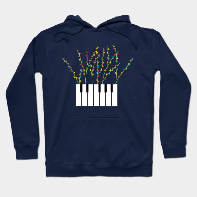 Piano Keybords Flowering Hoodie by t3od0ra